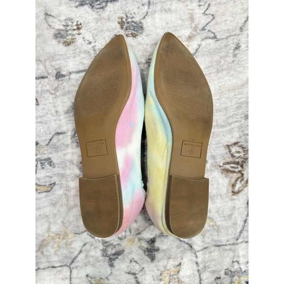 Kaari Blue Flats Size 8 Women's Pastel Tie Dye Pointed Toe Shoes Rainbow Dash - Picture 7 of 7